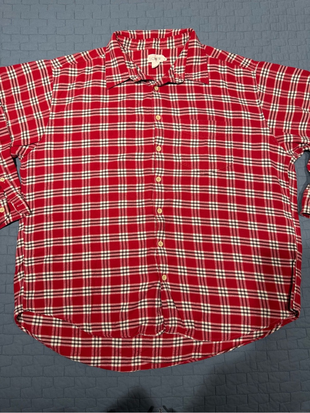 Vintage 90’s J. Crew Red and White Plaid Flannel Button-Down Shirt